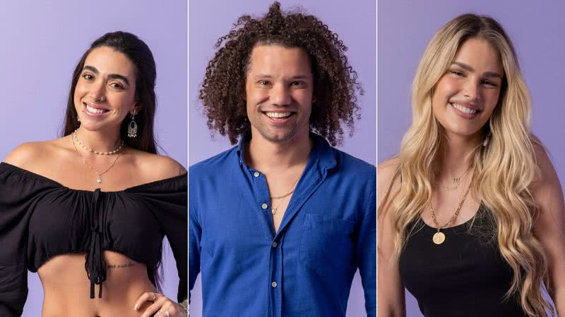 Montagem de fotos de Giovanna, Maycon e Yasmin Brunet; brothers disputam primeiro Paredão do BBB 24 - Foto: Reprodução/Globo