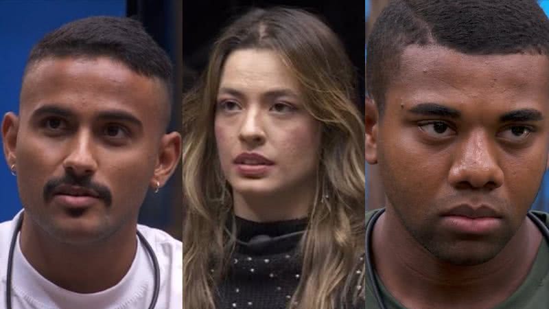 Davi, Beatriz e Pizane disputam o terceiro paredão do BBB 24 - Foto: Reprodução/TV Globo