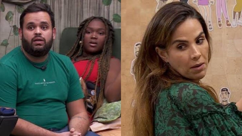 Michel e Raquele avaliam estratégias e consideram Wanessa como alvo - Reprodução/Globo