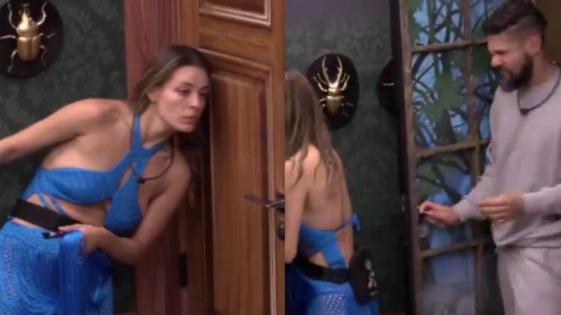 Beatriz e Deniziane foram pegas ouvindo conversa atrás da porta no BBB 24 - Reprodução/Globo