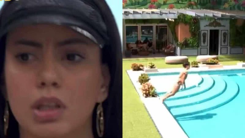 Fernanda intriga ao pular na piscina - Reprodução/Globo