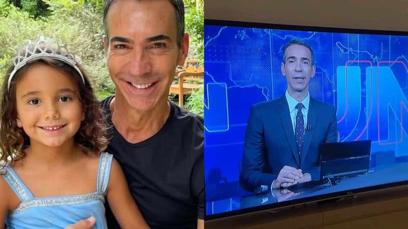 Filha de César Tralli reage ao ver o pai na TV - Reprodução/Instagram