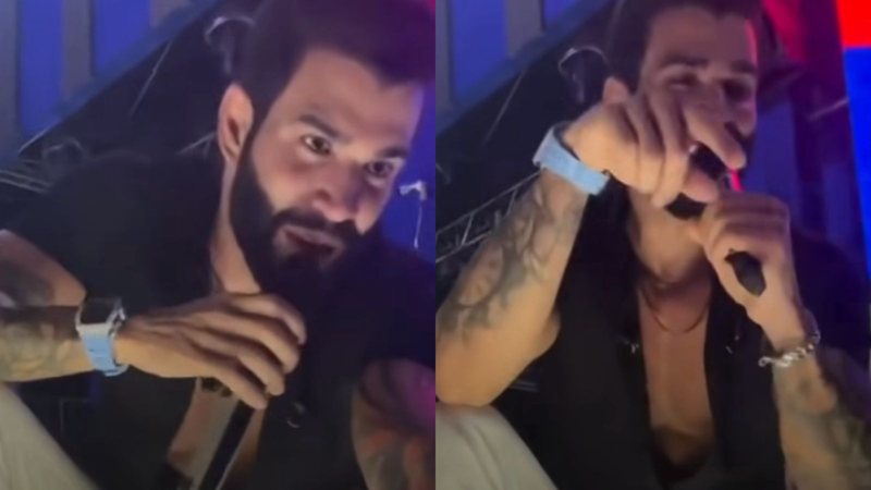 Gusttavo Lima reage ao ser pedido em casamento por fã em show - Reprodução/Instagram/Leo Dias