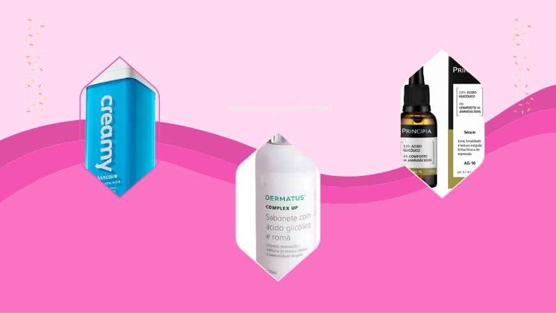 Ativo poderoso na formulação de produtos de skincare, o ácido glicólico promove a renovação celular e é um grande aliado no tratamento da pele - Reprodução/MercadoLivre