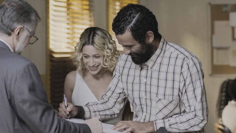 Casamento de Blandina e Zé Beltino na novela No Rancho Fundo - Foto: Globo / Divulgação