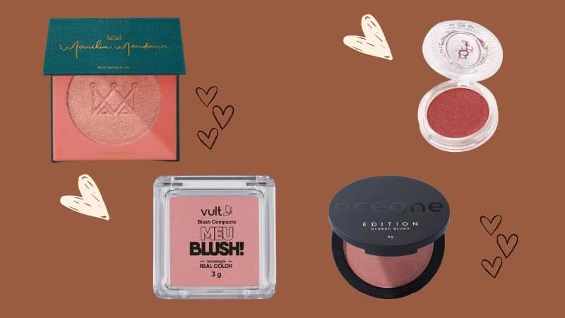 O blush cintilante é o novo item requisitado por maquiadores, trazendo iluminação e pigmentação - Reprodução/MercadoLivre