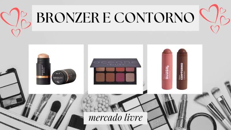 Apesar de terem finalidades diferentes, o bronzer e o contorno são constantemente confundidos e usados de maneira errada - Reprodução/MercadoLivre