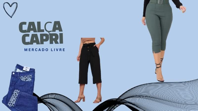 Tendência dos anos 2000, a calça Capri está de volta no mundo da moda, e vem ganhando força em versões esportivas e oversized - Reprodução/MercadoLivre