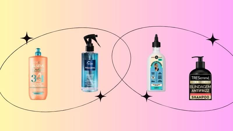 Spray, leave-in e outros cosméticos que prometem hidratar e cuidar do frizz no cabelo, resultando em mechas mais saudáveis e brilhosas - Reprodução/MercadoLivre