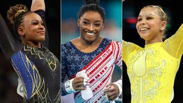 Rebeca Andrade, Simone Biles e Flávia Saraiva; finalistas da ginástica artística das Olimpíadas de Paris - Foto: Getty Images