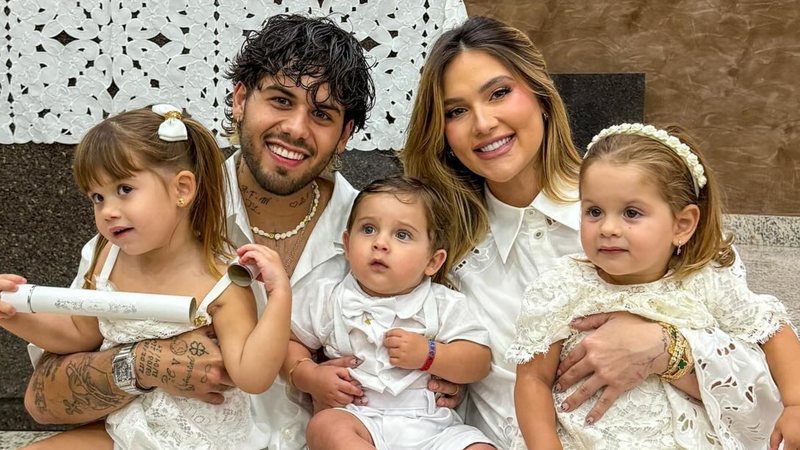 Zé Felipe, Virginia Fonseca, Maria Flor, Maria Alice e o afilhado Gabriel - Foto: Reprodução/Instagram