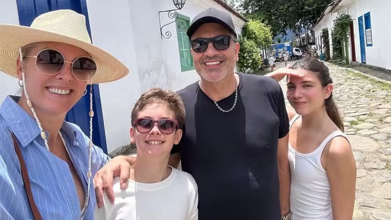 Ana Hickmann com o filho, Alezinho, e Edu Guedes com a filha, Maria Eduarda - Foto: Reprodução/Instagram