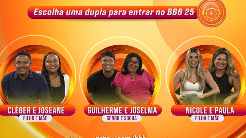 Duplas disputam vaga no BBB 25 - Foto: Reprodução / Globo