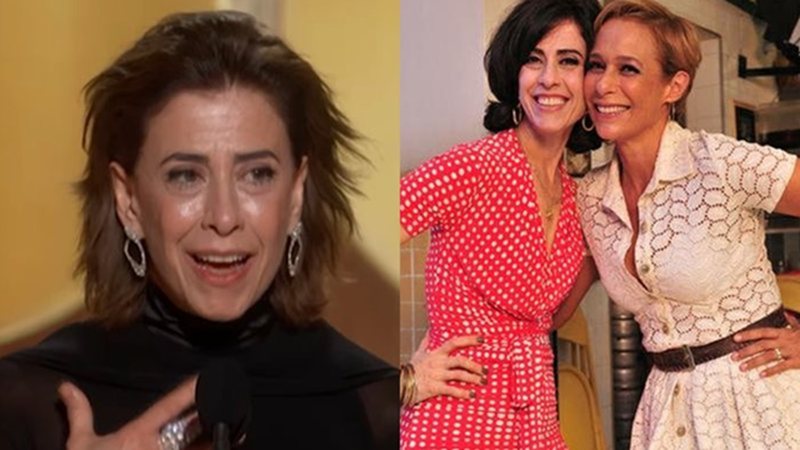 Fernanda Torres no Globo de Ouro e cena de Tapas e Beijos - Foto: Reprodução/Instagram e TV GLOBO / João Miguel Júnior