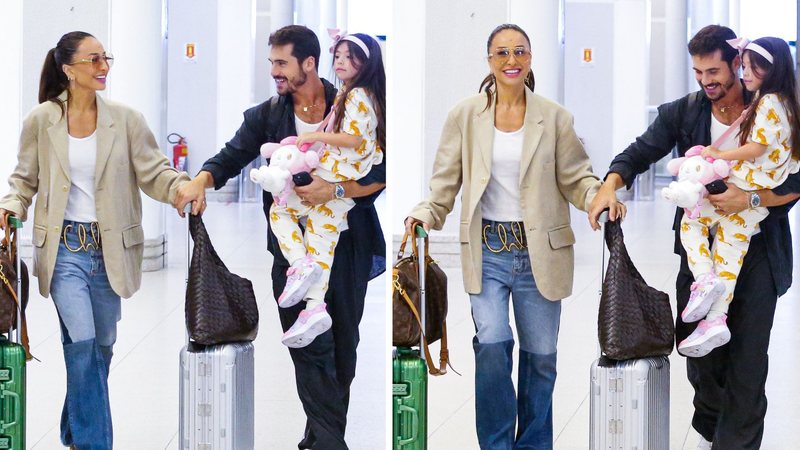 Sabrina Sato, Nicolas Prattes e Zoe no aeroporto Santos Dumont, no Rio de Janeiro - Foto: Paulo Tauil/Brazil News