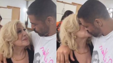 Cauã Reymond e Susana Vieira trocam beijo durante os bastidores de gravação - Foto: Reprodução/Instagram