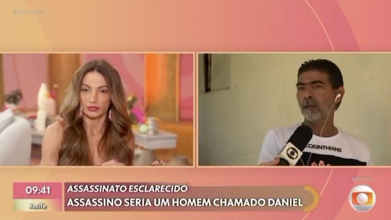 Patrícia Poeta e o pai da Vitória no programa Encontro - Foto: Reprodução / Globo