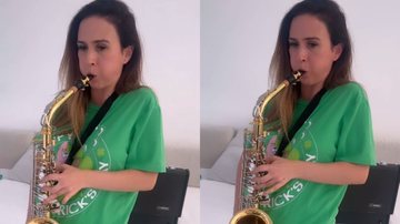 Tatá Werneck exibe resultado da primeira aula de saxofone em vídeo publicado em seu perfil nas redes sociais - Foto: Reprodução/Instagram