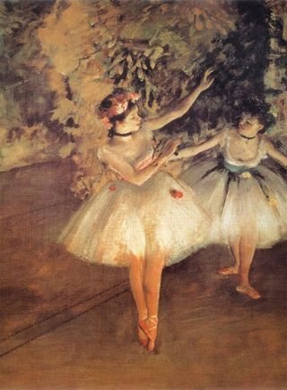 Duas Bailarinas no Palco, óleo s/tela (61,5 x 46 cm), 1874: delicadeza. Courtauld Gallery, Londres - ARQUIVO ALPHABETUM