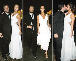 A felicidade de Camila, com vestido de Mariana Kuenerz, sem véu e grinalda; e Bruno, de terno Herchcovitch, gravata Dior e tênis All Star.