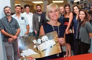 Corinna e, atrás, Caco, Guilherme, Rogério, Felipe, Ricardo, Jair, Bob, Fernanda Guedes, Claudia e Fernada Tricoli.