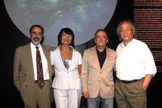 Sérgio Mindlin; Wilma Motta, presidente do Instituto Sérgio Motta; deputado federal Arnaldo Madeira (PSDB) e Ricardo Ohtake, diretor do Instituto Tomie Ohtake - Divulgação