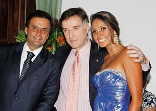 Aécio, Eike e sua namorada, Flávia. - JÚNIA GARRIDO