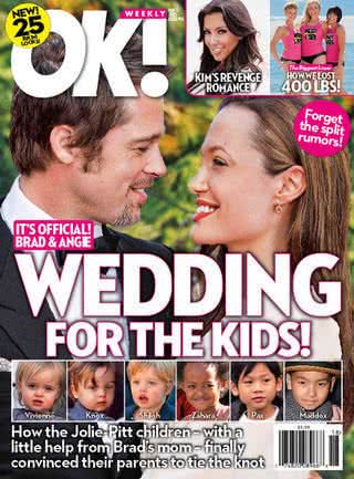 Capa da revista OK! com Angelina Jolie e Brad Pitt - Reprodução / Revista OK!