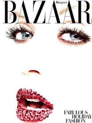 Capa da Haper's Bazaar com Katy Perry cheia de cristais na boca - Reprodução