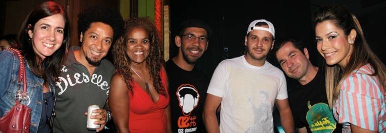 Serginho Rezende, 2o da esq. para a dir., lidera a festa em SP entre Vicky Magalhães, Gil Viana, Webester Santos, Tato, do Falamansa, Marcus Ramagem e Cris Bellare. - DENISE ANDRADE, DENISE ANDRADE, ELIS RIBEIRO, LORENZO FABRI, LUCIANA PREZIA, PATI COUTO, WILSON MORELLI E TIME COMUNICAÇÃO