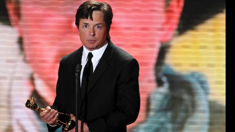 O ator Michael J. Fox durante discurso de agradecimento - Getty Images