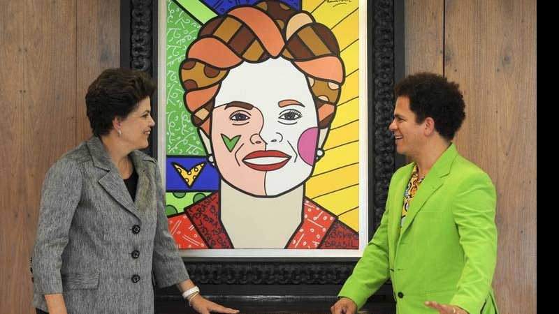 Dilma Rousseff ganha retrato feito pelo artista Romero Britto - Reprodução / Fabio Rodrigues Pozzebom/ABr