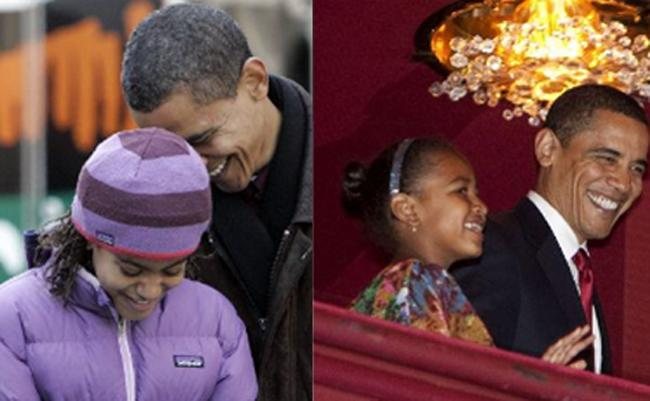 Montagem de fotos do presidente Barack Obama com as filhas Malia e Sasha - CityFiles/ Getty Images