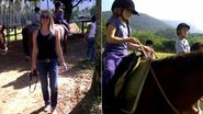 Susana Werner leva os filhos Cauet e Giulia em um haras no RJ - Reprodução / Twitter