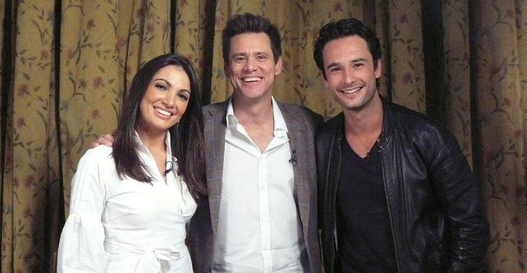 Patrícia Poeta, Jim Carrey e Rodrigo Santoro - Divulgação/Globo