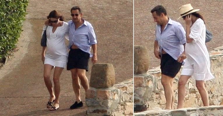 A modelo Carla Bruni foi fotografada com o marido, o presidente da França Nicolas Sarkozy - BrainPix