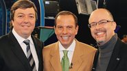 Em SP, João Doria Jr., entre Giancarlo Greco e Luiz Barretto na atração da Band.