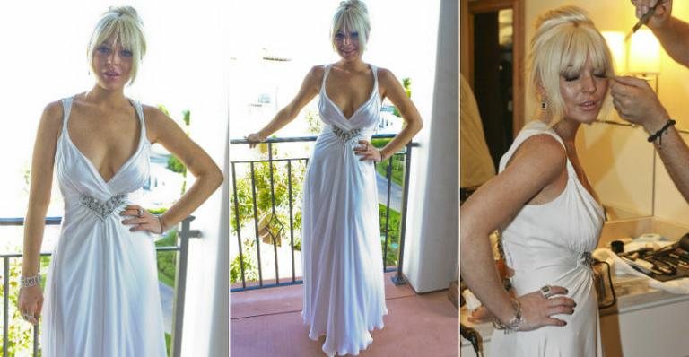 Lindsay Lohan: vestido branco para ir ao casamento de Kim Kardashian - The Grosby Group