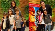 Carla e os filhos, Marcelo, Clarissa e Pedro conferem o longa O Rei Leão em 3D. O ator Daniel Boaventura com a herdeira Joana e a amiguinha Giovanna. - Renata D'Almeida