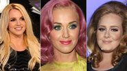 Britney Spears optou pelo make básico. Katy Perry ousou, com sombras coloridas; e Adele optou pelo delineador bem marcado. Todas lindas! - Getty Images