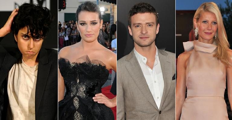 Lady Gaga, Lea Michelle (a Rachel, de Glee), Justin Timberlake e Gwyneth Paltrow - Getty Images