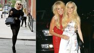 Em dia de compras, a atriz, em modelo elegante, confere as novidades das lojas do SoHo, na Big Apple. Dias antes, LiLo, com a mãe, Dina, volta a bancar a bad girl em festa. - Honopix e Splash