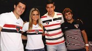 Mônica Apor e os jogadores do São Paulo Denis, Xandão e Henrique apresentam nova coleção, SP.