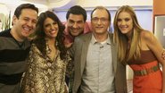 Celso Zucatelli, Chris Flores, Edu Guedes e Gianne Albertoni recebem Britto Jr., ex-membro da atração, em SP.