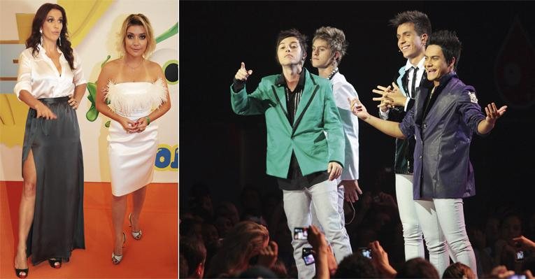 As cantoras arrasam em tarde de premiação de canal a cabo infantil, na capital paulista. Abaixo, Pe Lanza, Thomas, Pe Lu e Koba, da banda Restart. - Francisco Cepeda