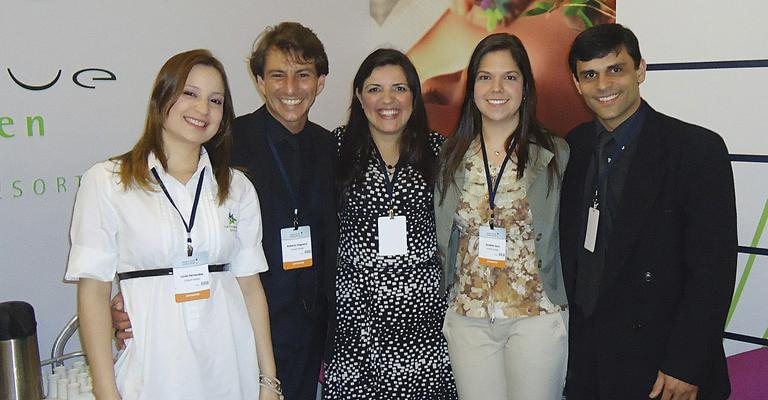 Tatiane Pinheiro, Roberto Nogueira, Elizabeth Curros, Amabile Ieno e Hermes Redondo participam de evento que reúne donos de spas e hotéis de luxo, em SP.