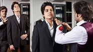 Em São Paulo, o astro sertanejo experimenta o look que irá usar no casamento de seu empresário, Anderson Ricardo, em dezembro, em Londrina, no Paraná. - Vagner Campos