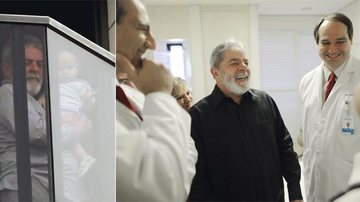 Lula entre Raul Cutait, d. Marisa e Paulo Hoff, antes da primeira sessão de quimio, na segunda, 31. No dia anterior, ele descansa em casa, no ABC, com o neto Pedro. - Ricardo Stuckert