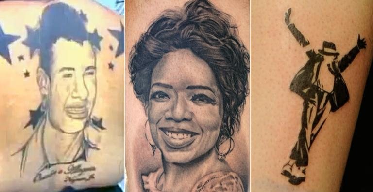 As tatuagens fanáticas de artistas - Fotomontagem