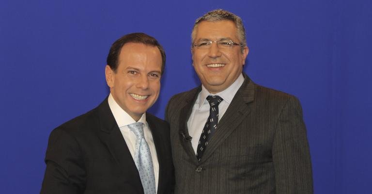 João Doria Jr. Grava com o ministro da Saúde, Alexandre Padilha, para a atração da Band, em SP.